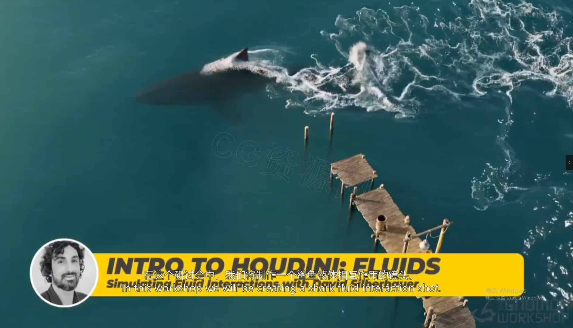 Houdini海洋水流体与鲨鱼互动特效模拟introduction to houdini fluids  thegun-B站/公众号:特效向