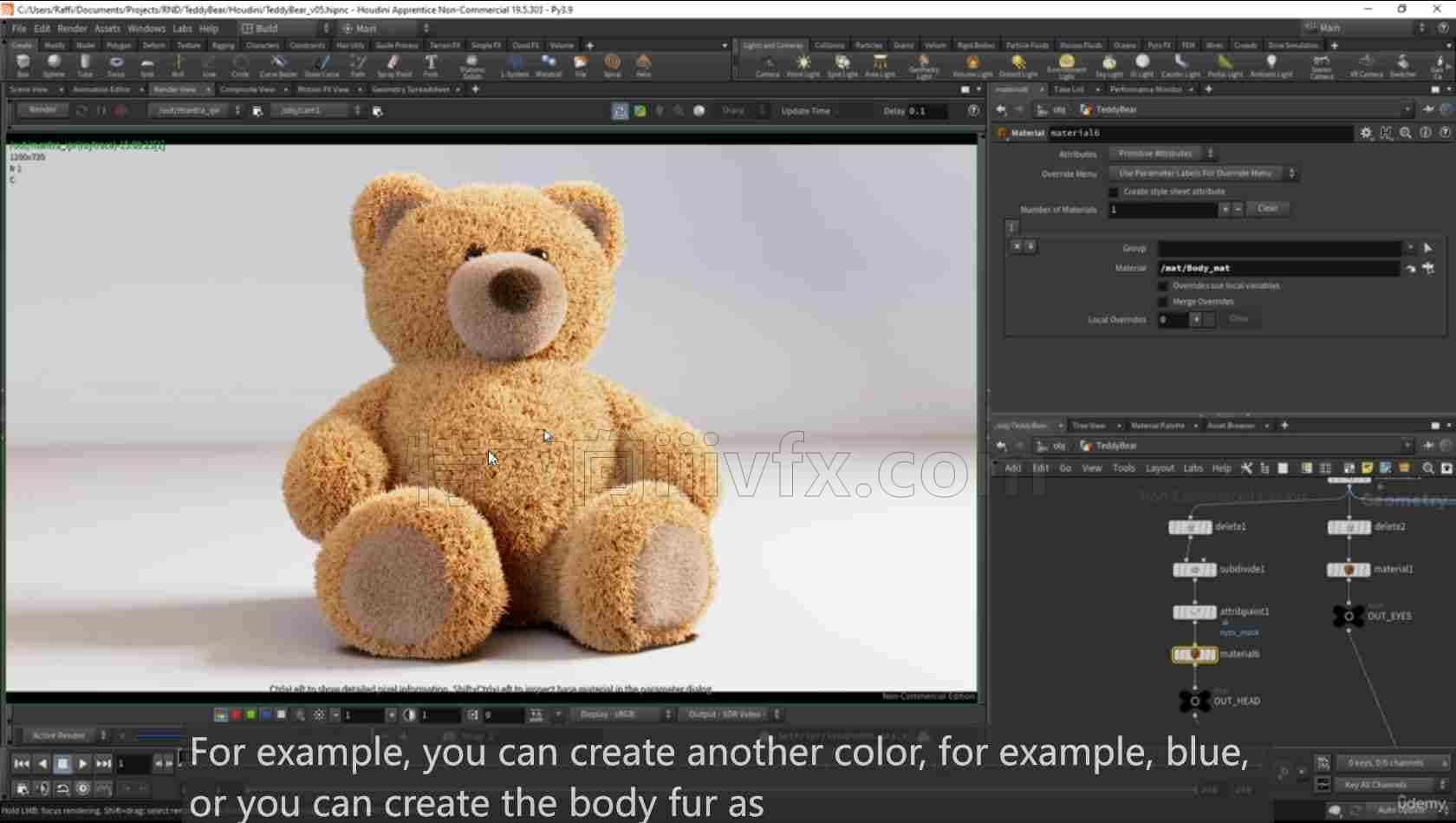 Houdini毛发头发制作教程 Udemy – Intro To Hair And Fur In Houdini 19.5 - B站/公众号:特效向