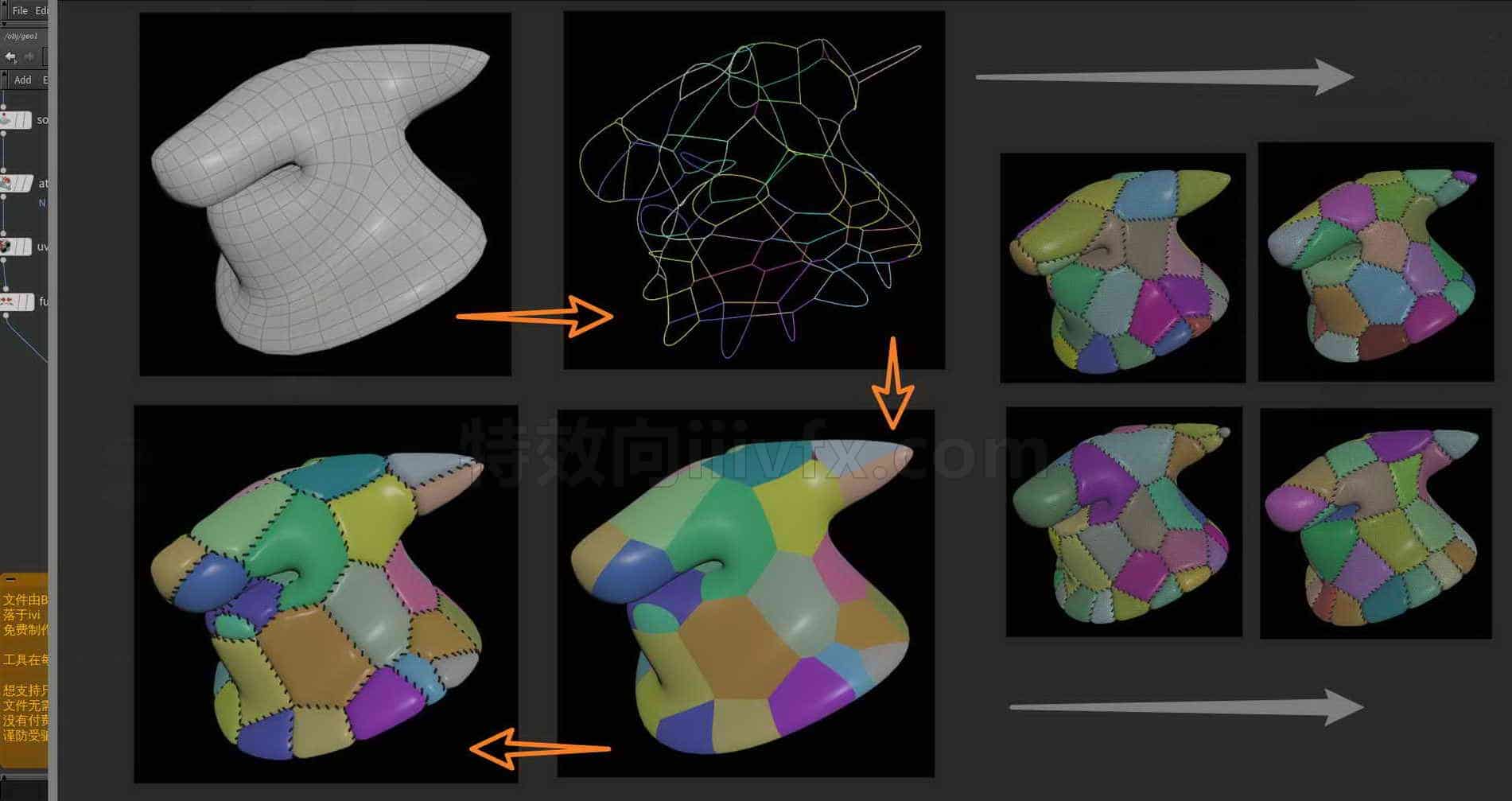 Houdini_一种制作缝合效果的思路-工具分享落于