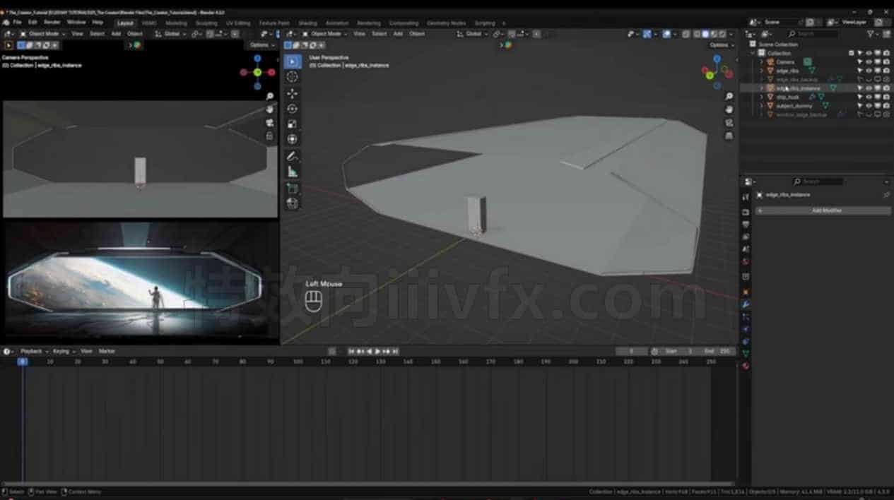 Blender科幻飞船电影场景建模渲染教程Blender 3D Create a Realistic Sci-Fi Movie Scene