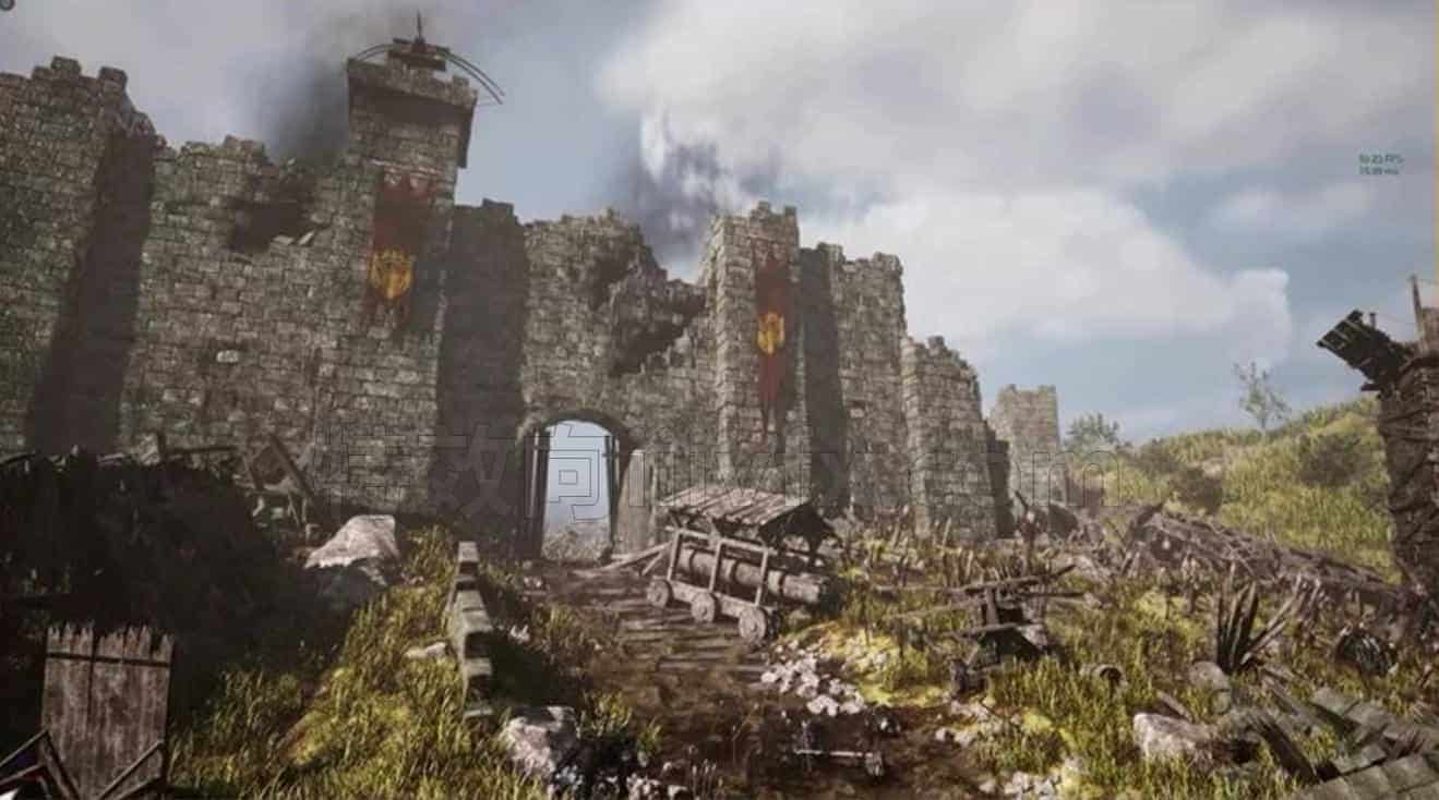 UE5 The Fallen Fortress 沦陷废弃战场堡垒城墙场景5.1