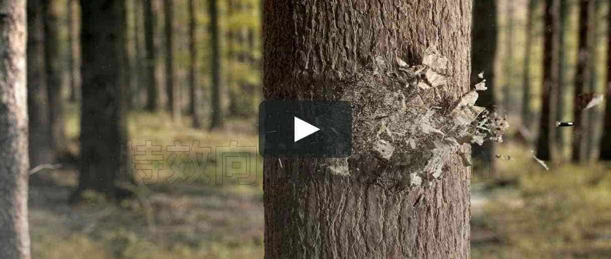 132篇107期超真实子弹射树皮特效Houdini + Redshift: Bullet Tree Hit