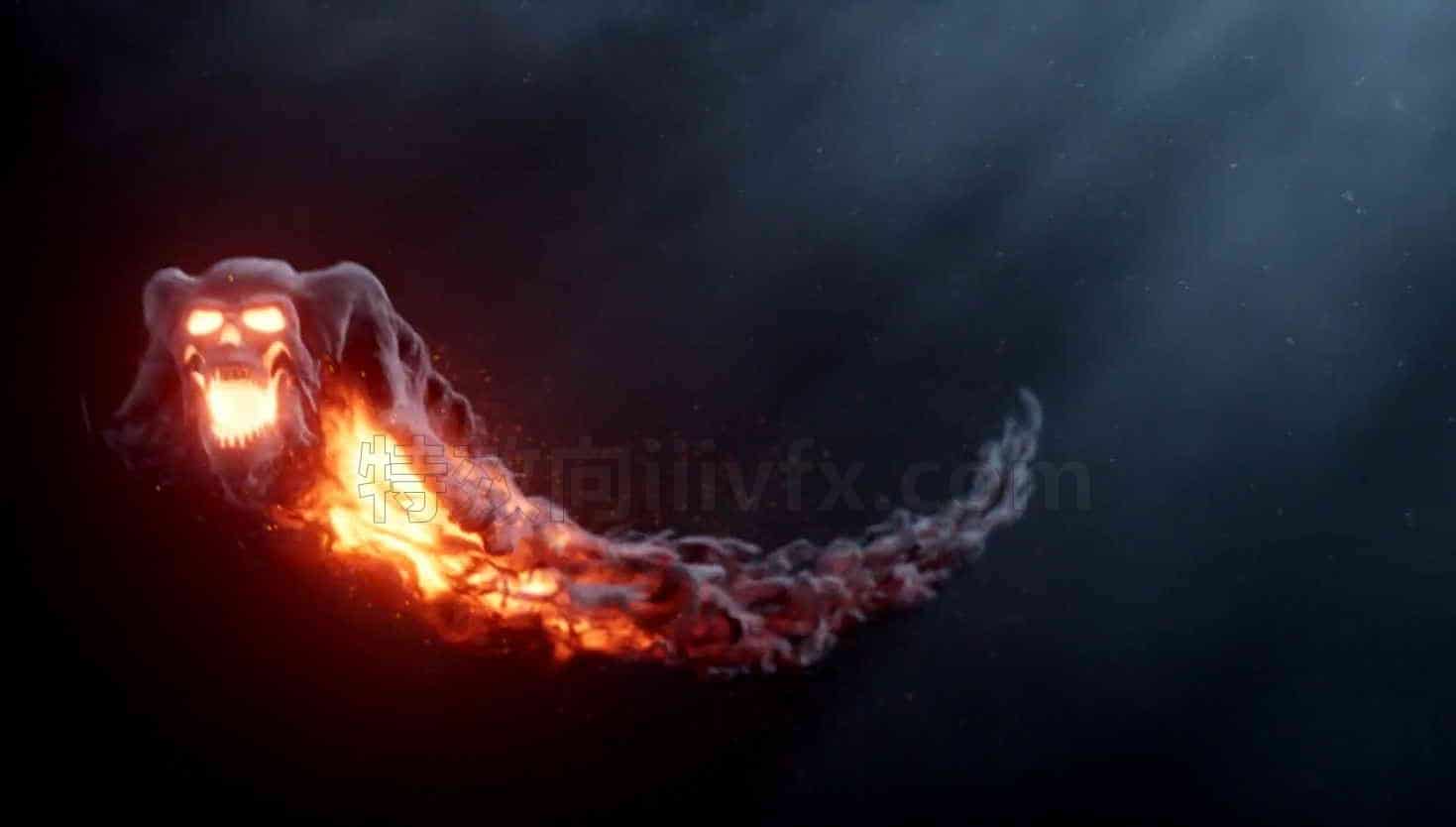 voxyde 144篇 houdini19高级骷颅头粒子拖尾火焰Advanced Particles – Demon Fire Trail流星彗星