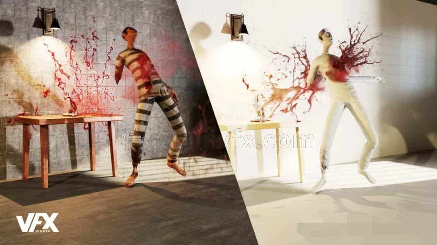 Houdini特效血液射击破碎炸裂飞溅喷溅效果Houdini Blood Splatter Effect