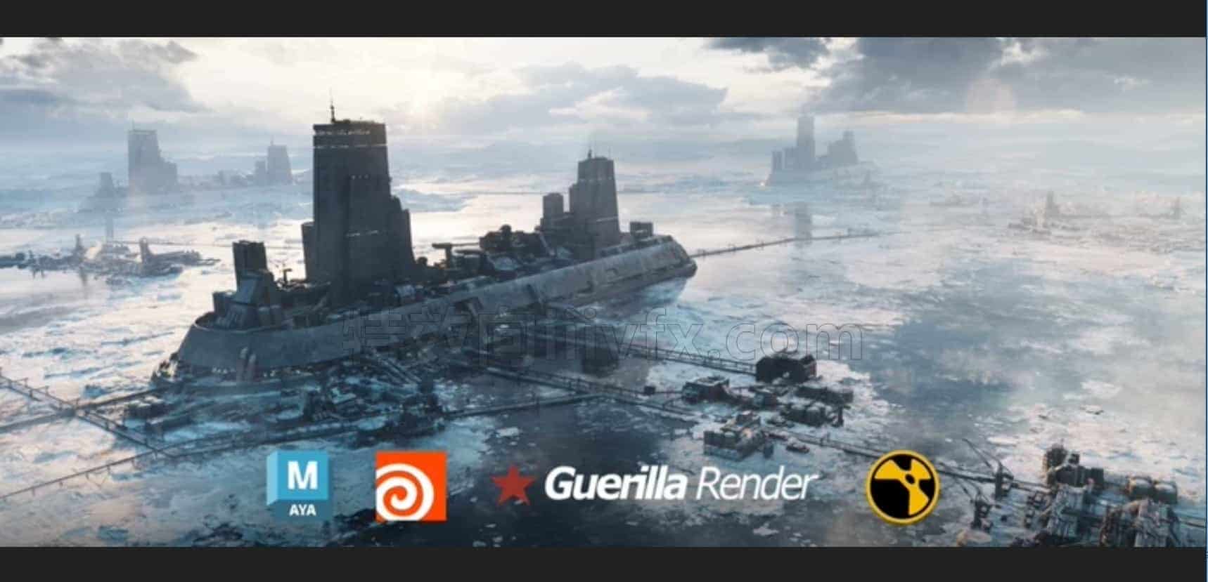 Maya&Houdini&NUKE《冰雪境工业基地》雪景