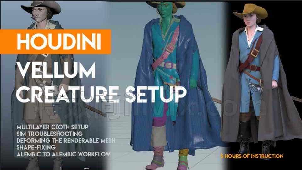 第70篇 Vellum人物角色布料解算模拟Houdini Vellum Creature Setup