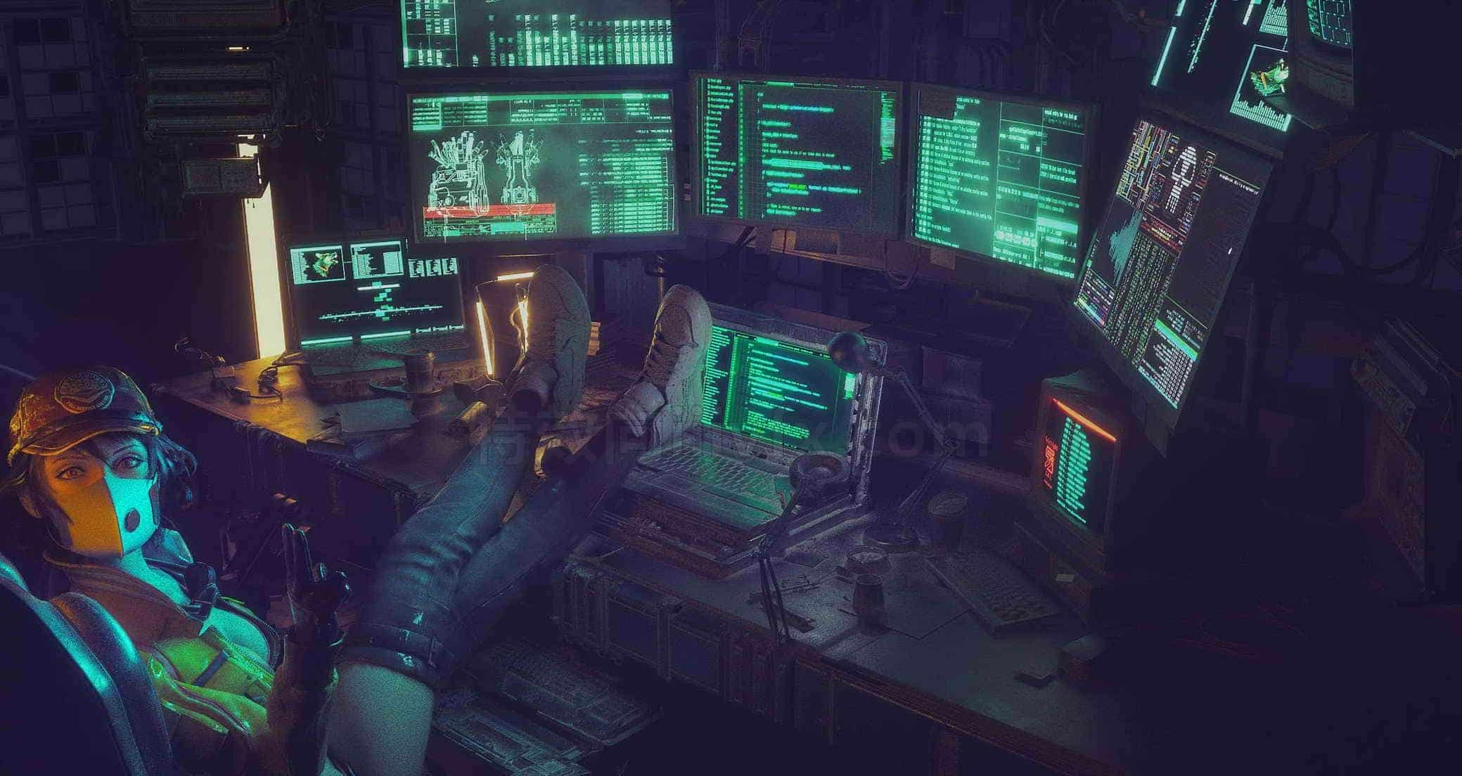 C4D模型B096-161_赛博电脑场景