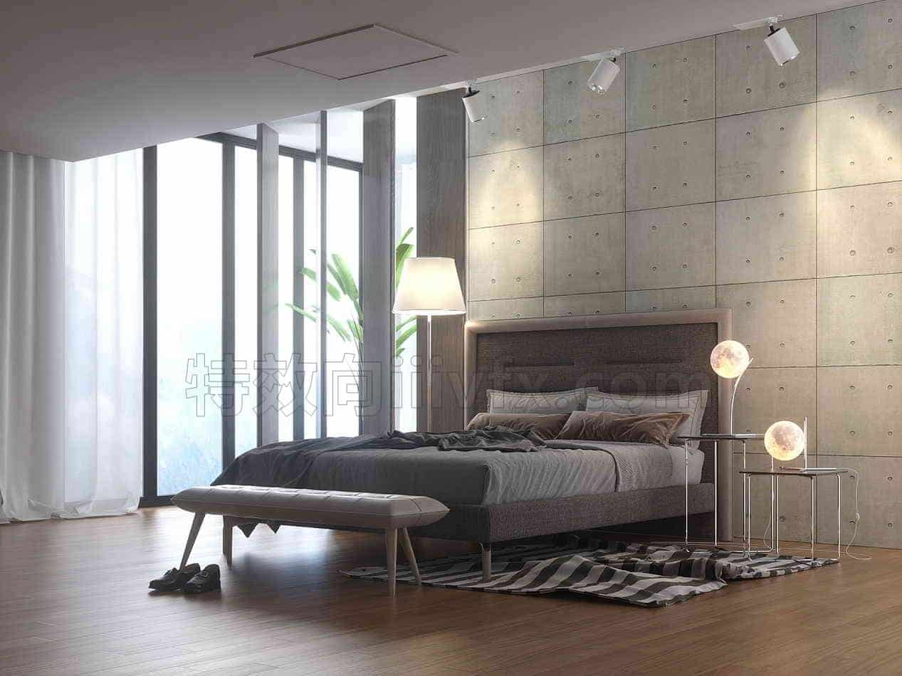 C4D模型B161-259_现代海景卧室