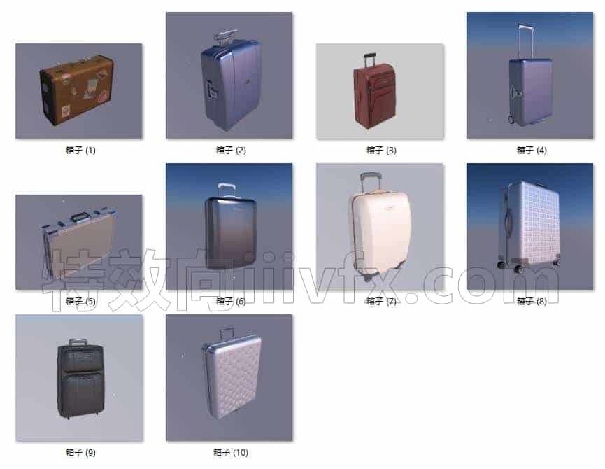 C4DA-028-10个-行李旅行箱-C4D模型A室内-家居-办公