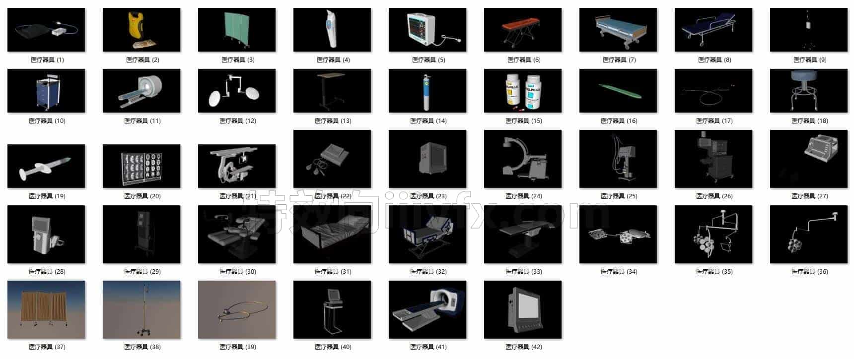 C4DA-067-42个-医疗器具-手术用品-C4D模型A室内-家居-办公
