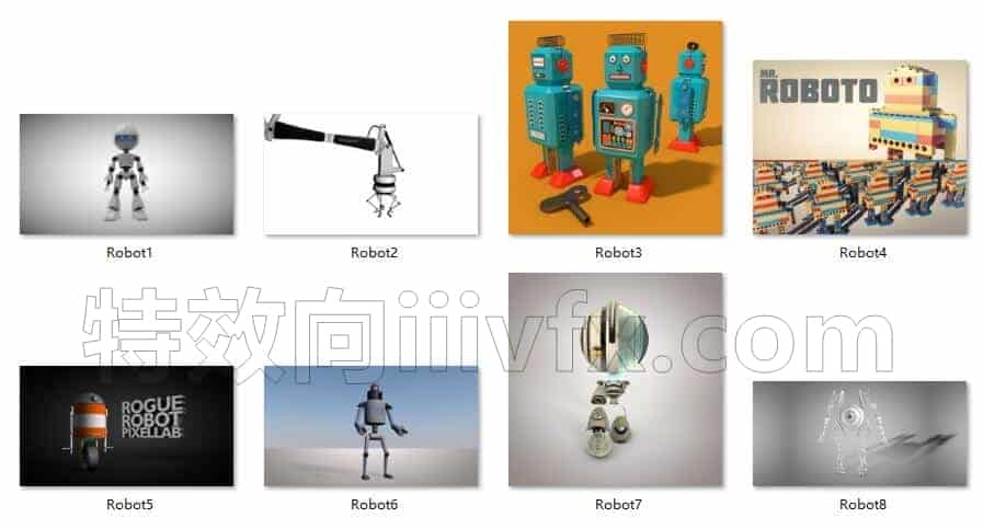 C4DC-002-8个-机器人-C4D模型A科幻-武器-工业