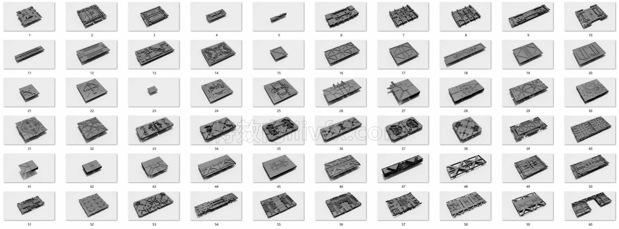 C4DC-034-60个-硬表面-科幻墙面-模型-C4D模型A科幻-武器-工业