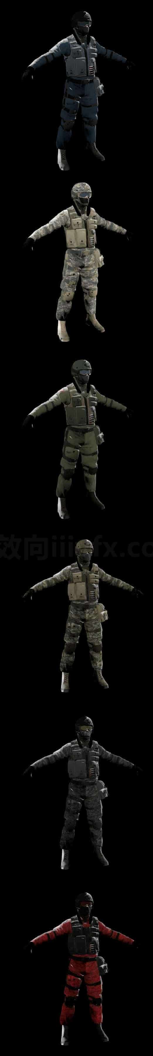 C4DC-058-反恐人物模型-C4D模型A科幻-武器-工业
