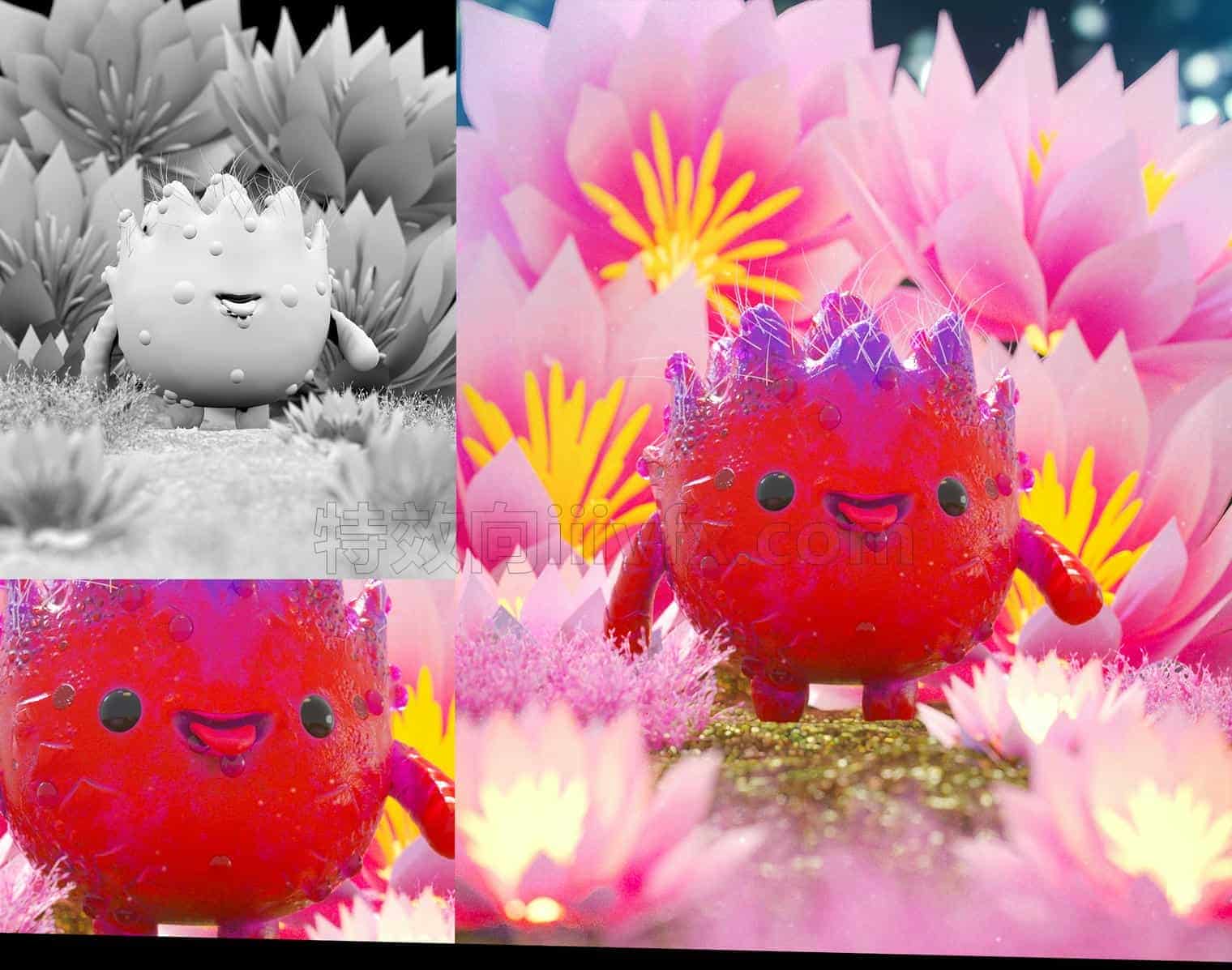 C4DD-044-红色机器人-萌萌哒-模型-octane渲染-C4D模型A人物-动物-食物