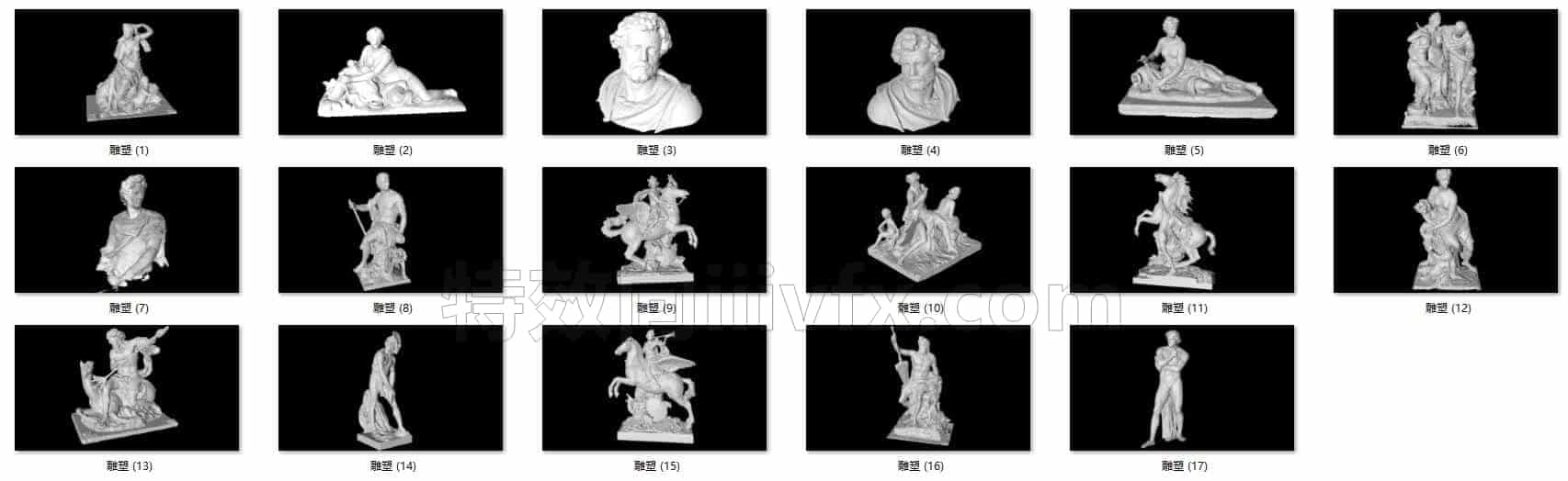 C4DE-012-17个-巴黎-罗浮宫-博物馆-人物雕塑-模型-C4D模型A户外-城市-建筑