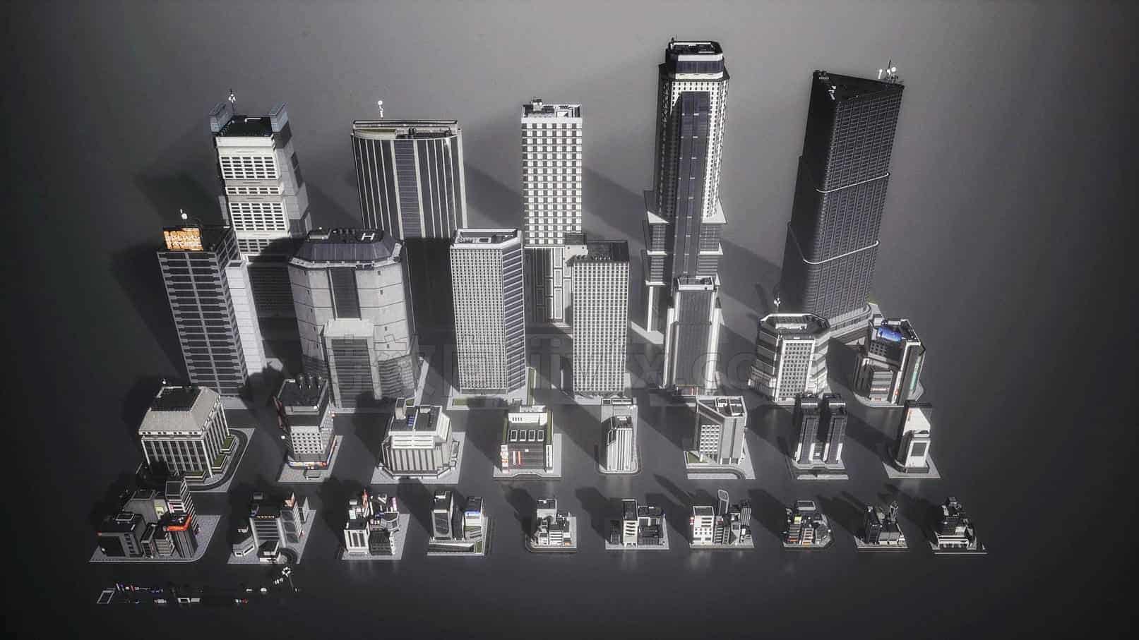 C4DE-039-30个-新东京-建筑城市-高楼大厦-建筑模型-C4D模型A户外-城市-建筑