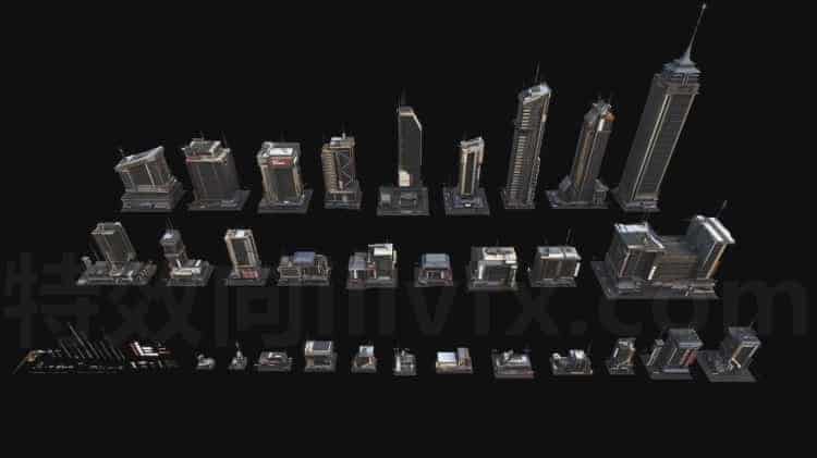 C4DE-041-30个-新上海-城市建筑-模型-C4D模型A户外-城市-建筑