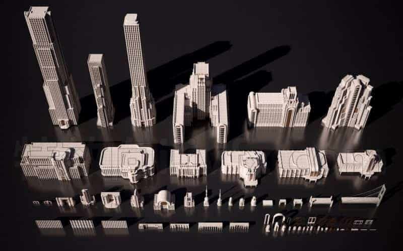 C4DE-052-40个-装饰艺术景观-欧美建筑-模型-C4D模型A户外-城市-建筑