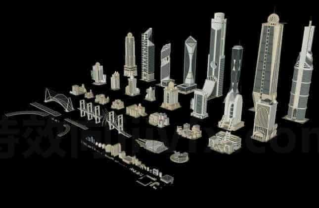 C4DE-067-90个-迪拜建筑-桥梁-城市模型-C4D模型A户外-城市-建筑