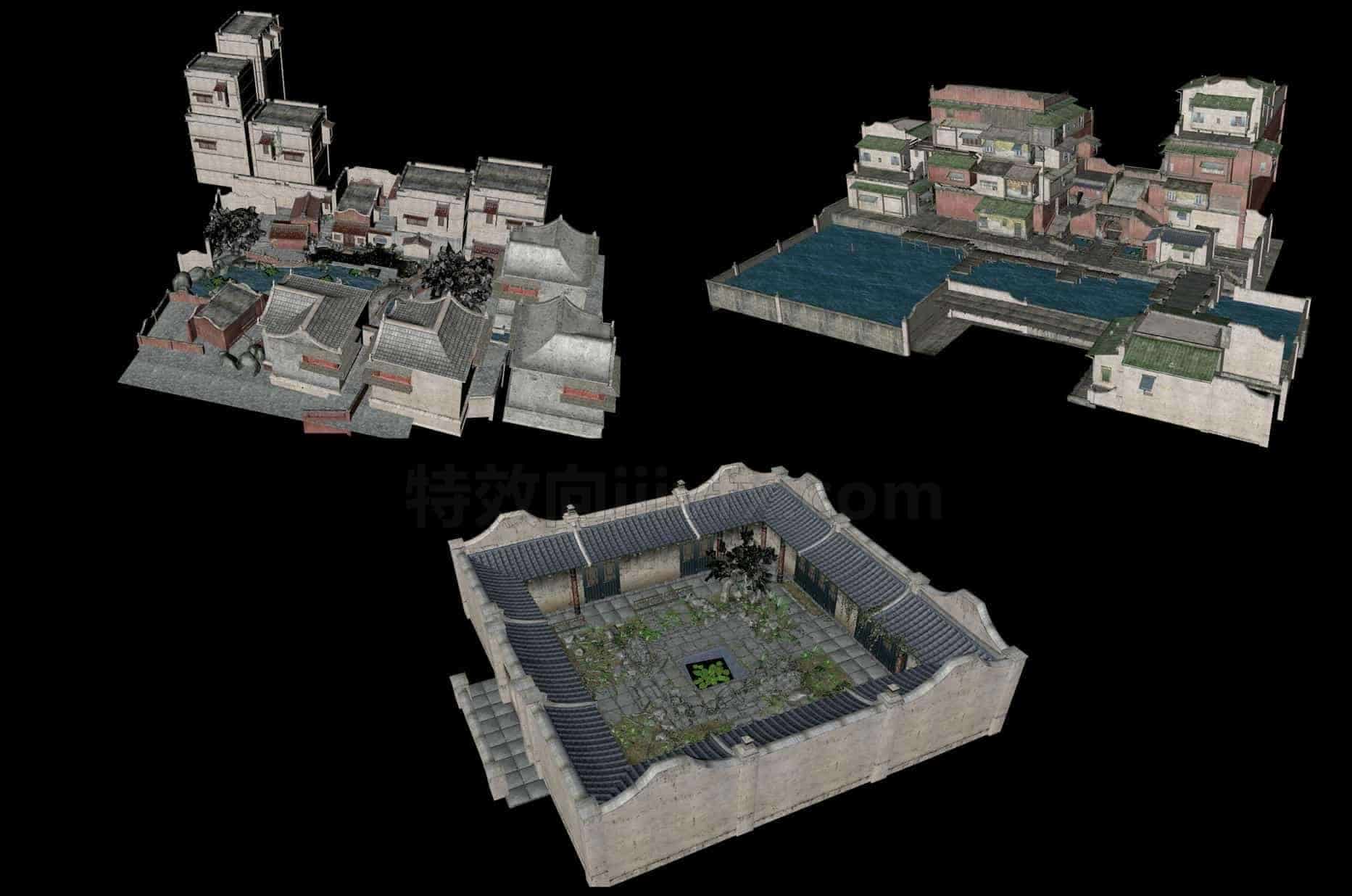 C4DE-096-中式传统建筑模型-C4D模型A户外-城市-建筑