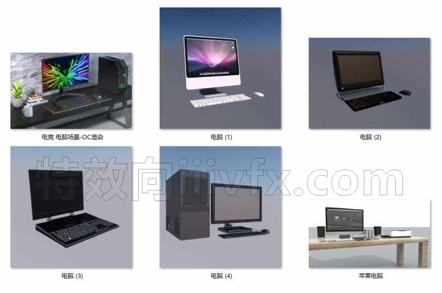 C4DF-006-6套-苹果-PC-电脑设备-C4D模型A数码-电器-设备