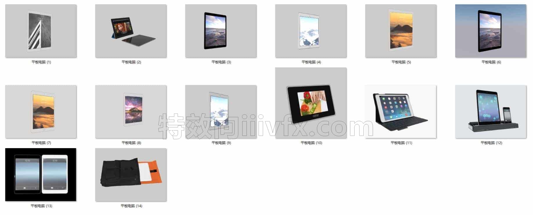 C4DF-022-14个-平板电脑-ipad-C4D模型A数码-电器-设备
