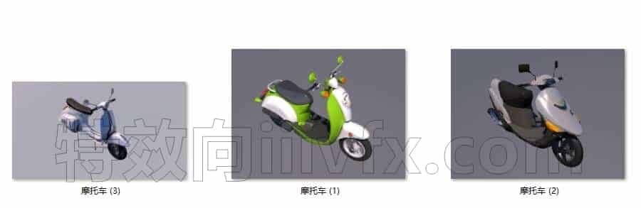 C4DH-002-3个-摩托车-C4D模型A交通-车船-飞机