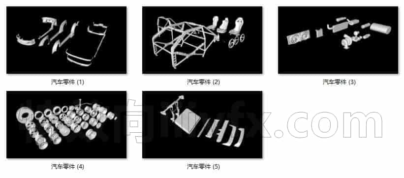 C4DH-016-70个-汽车零部件-组合模型-C4D模型A交通-车船-飞机
