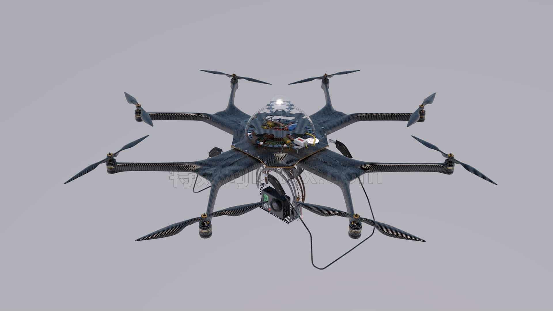 C4DH-018-八旋翼直升机-C4D模型A交通-车船-飞机