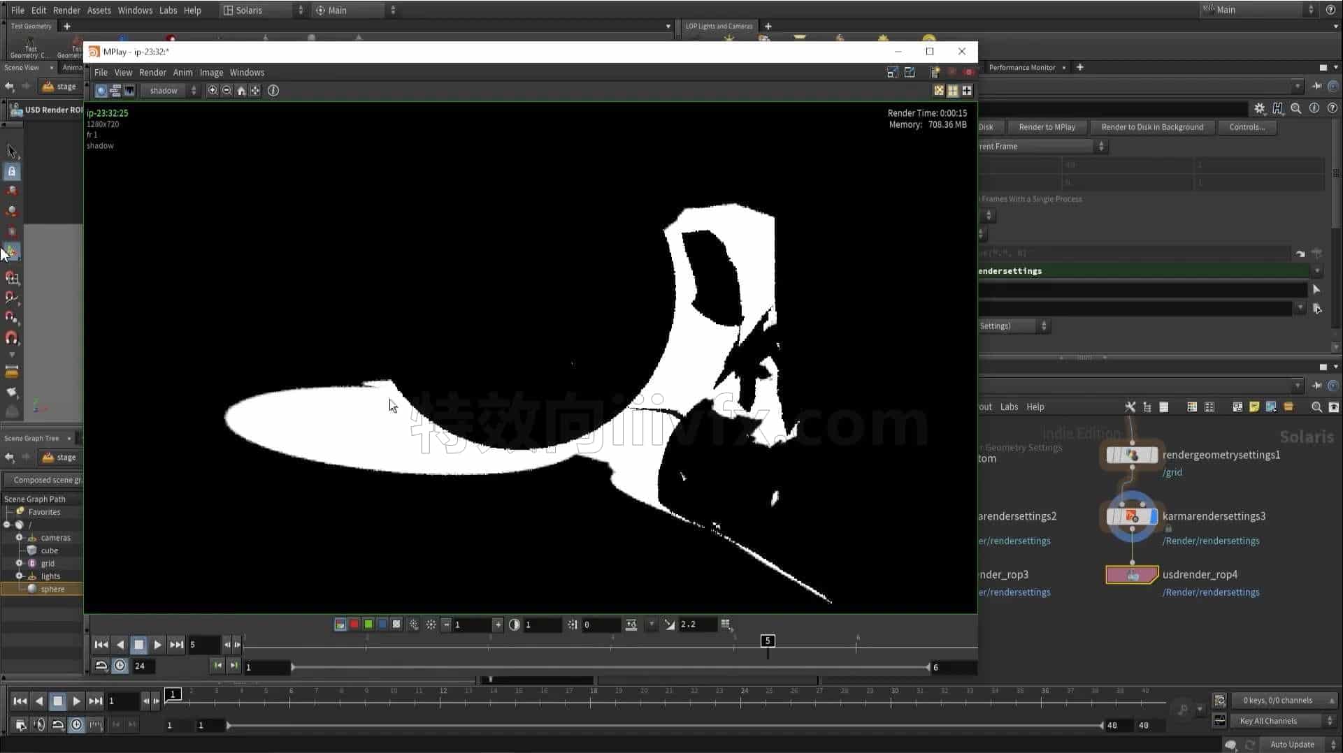 Houdini Karma渲染遮罩阴影教程Render Matte-Phantom-Shadow