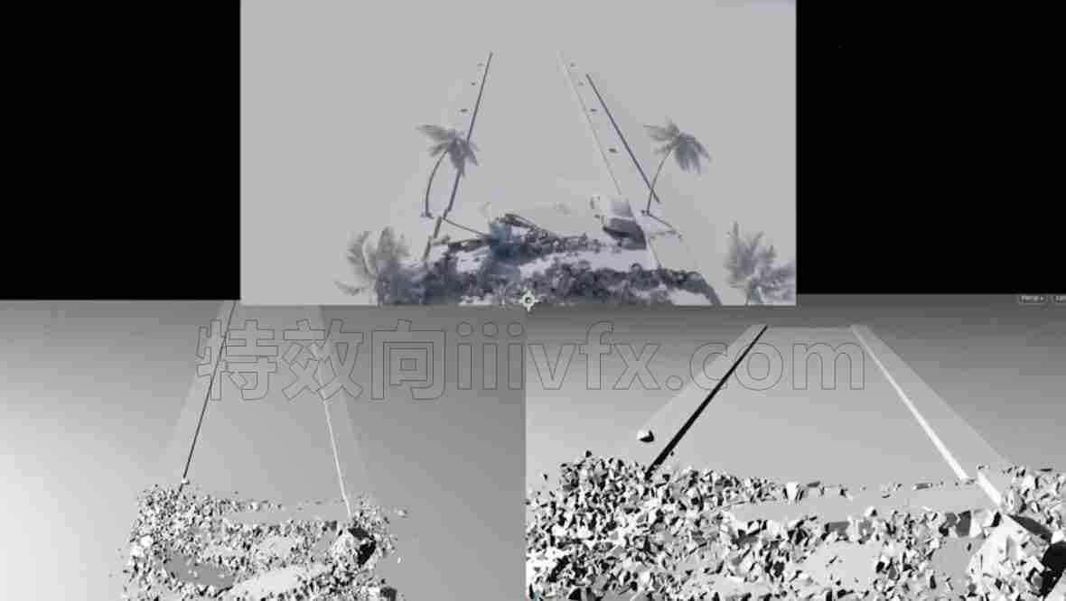 Houdini地面破碎二次地裂塌陷隆起地震类Hip臀部工程文件合集四组2012世界末日灾难