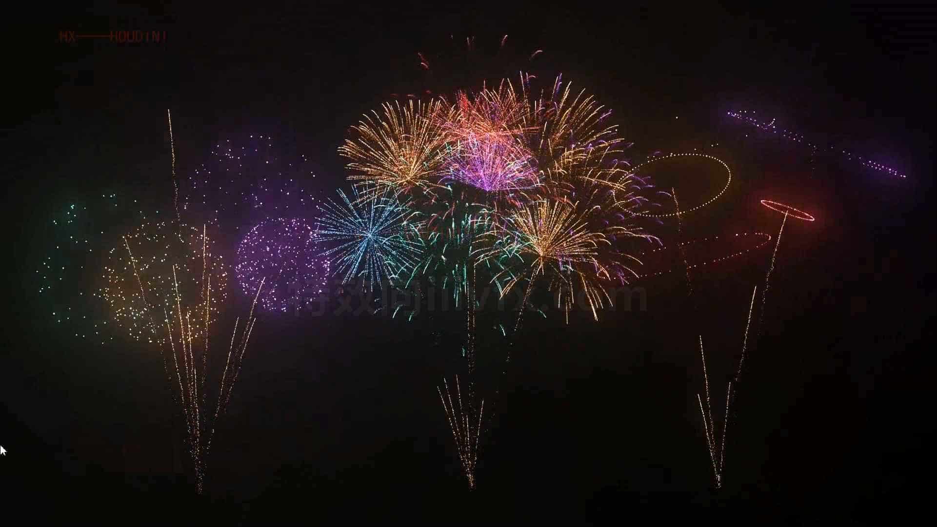 Houdini18.5彩色烟花粒子制作工程文件