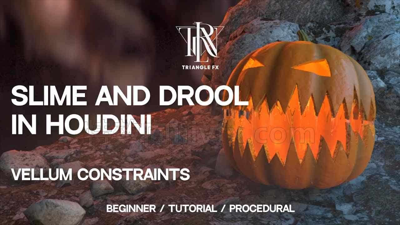 Houdini万圣节教程-张嘴粘液动画和口水-Vellum约束【hip项目工程】保密