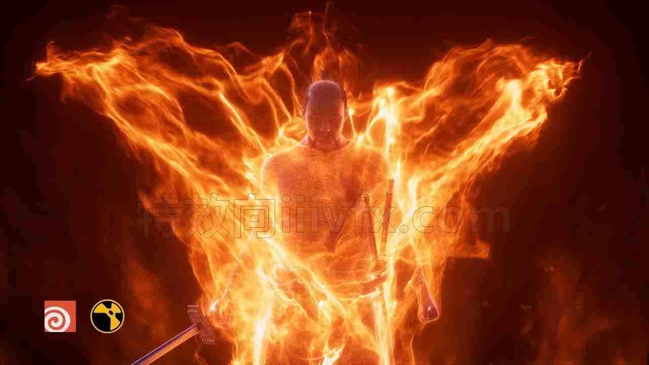 免voxyde Houdini与Nuke角色火焰光环围绕视觉特效全流程 Fire Aura FX 全宇宙翻译最准