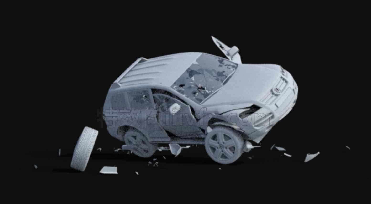 Houdini汽车撞击破碎铁皮凹陷弯曲变形工程Car Destruction – Houdini