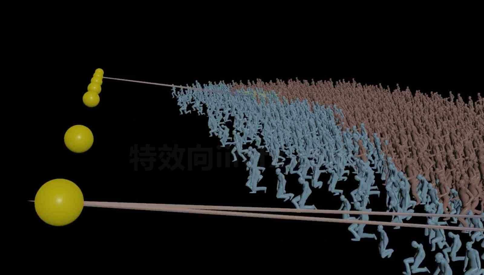 Houdini炮台射击且分支扩散人群集倒下hip工程
