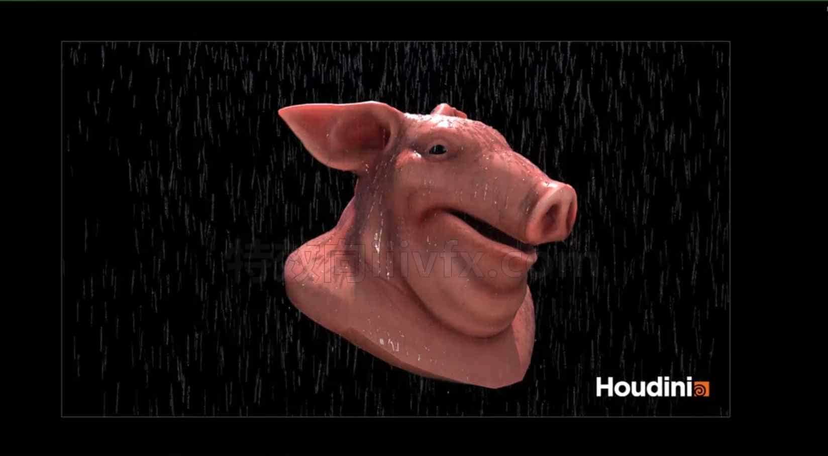 Houdini猪头雨滴系统