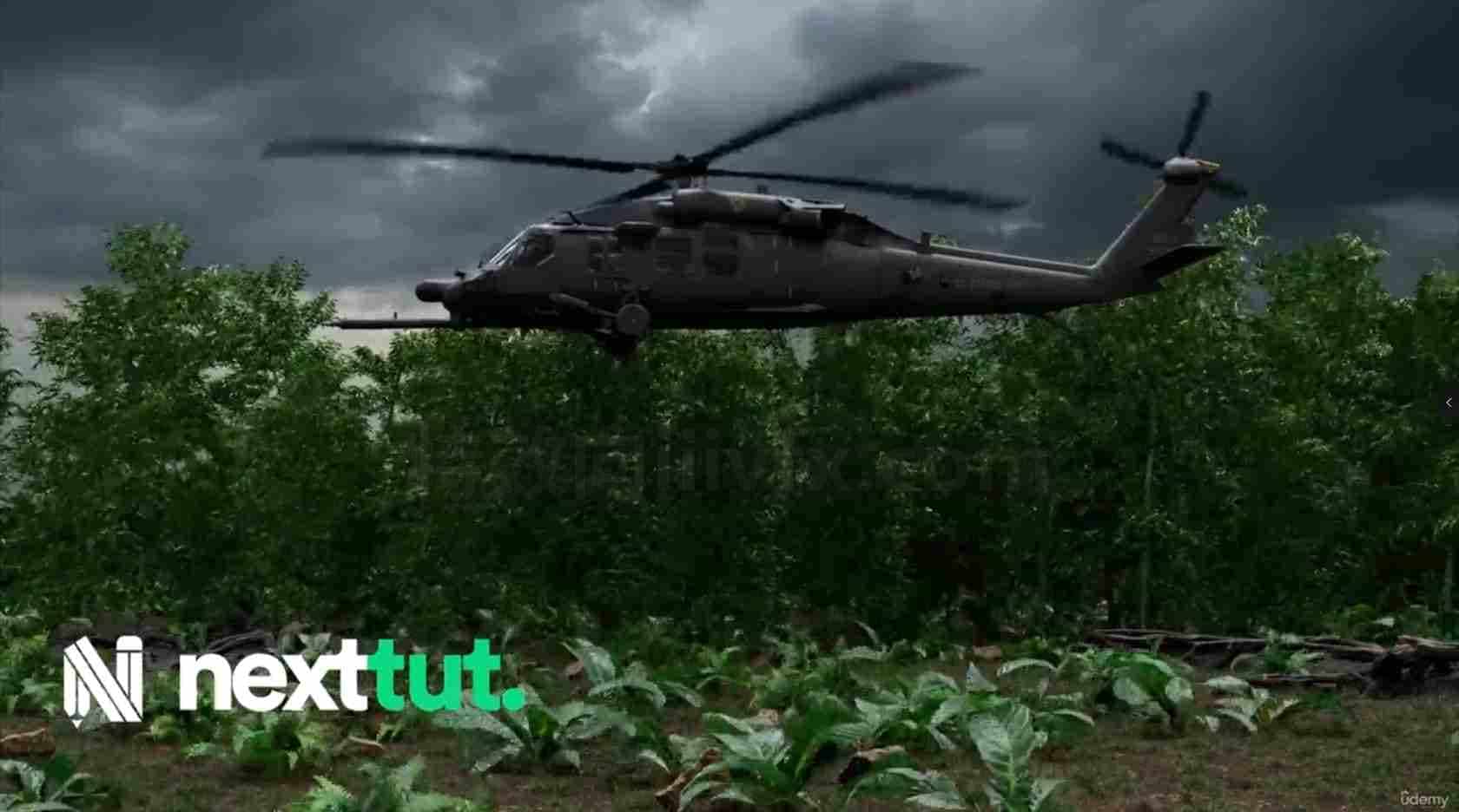 Houdini直升机着陆特效动画教程 Udemy – Houdini Helicopter Landing Simulation Course地气烟尘