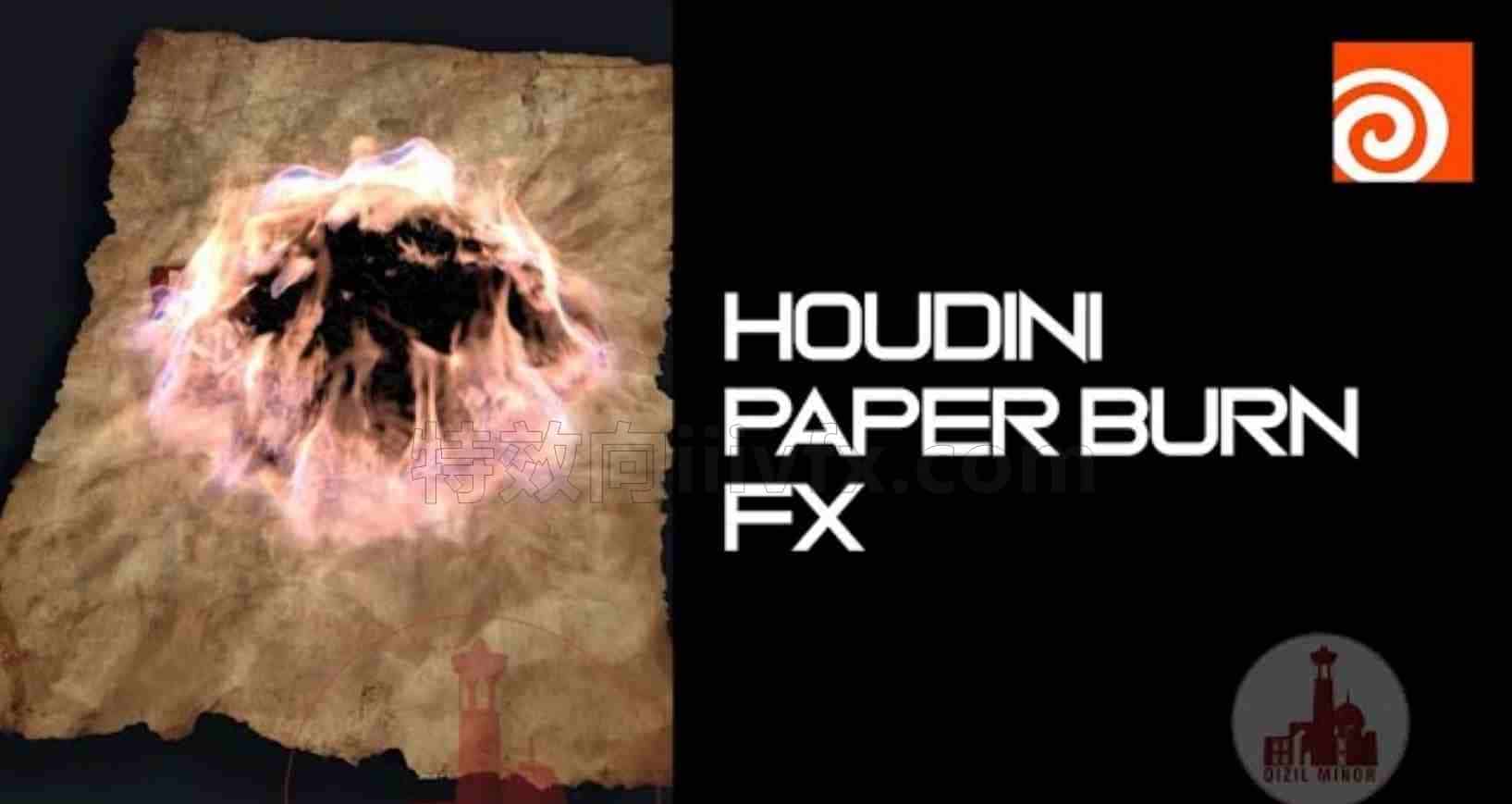Houdini纸燃烧火焰工程Paper Burn FX