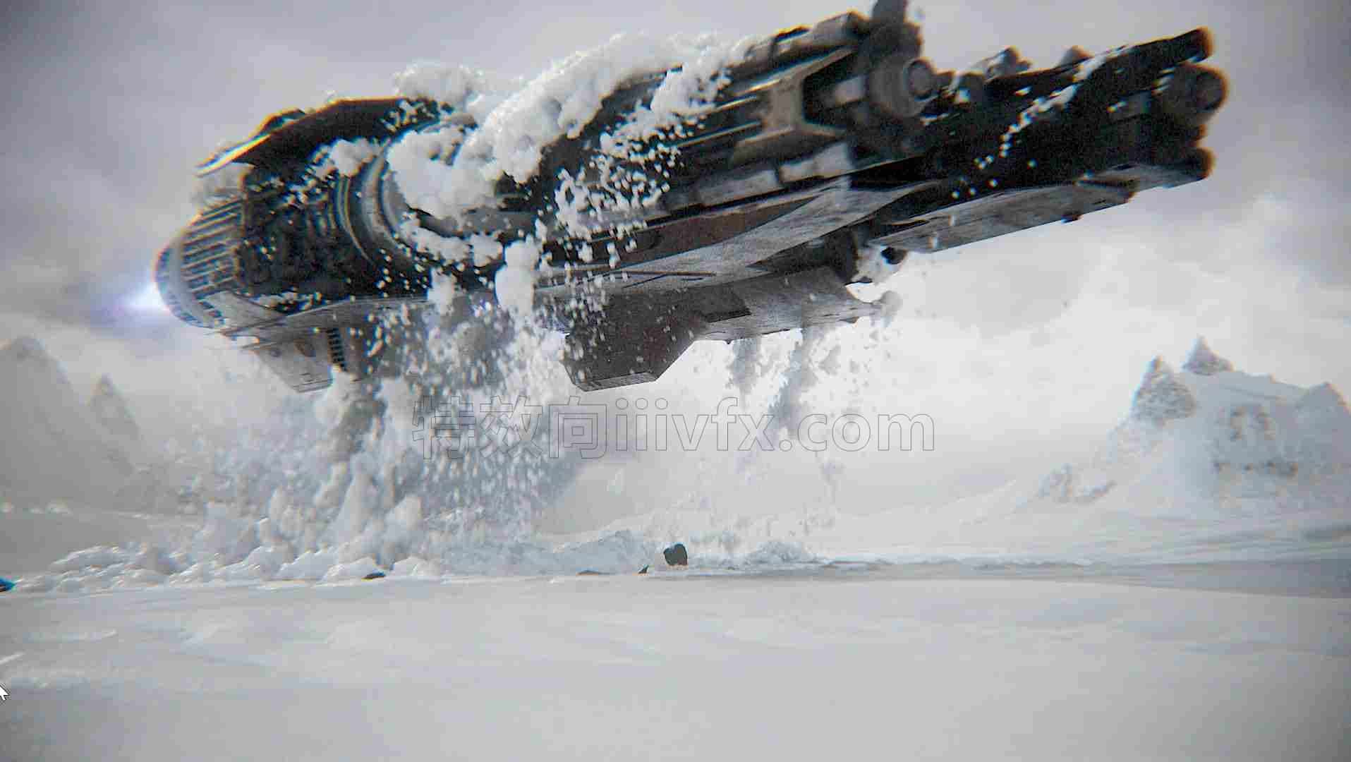 修改Houdini舰船从雪地升起hip工程-火焰拖尾-带模型