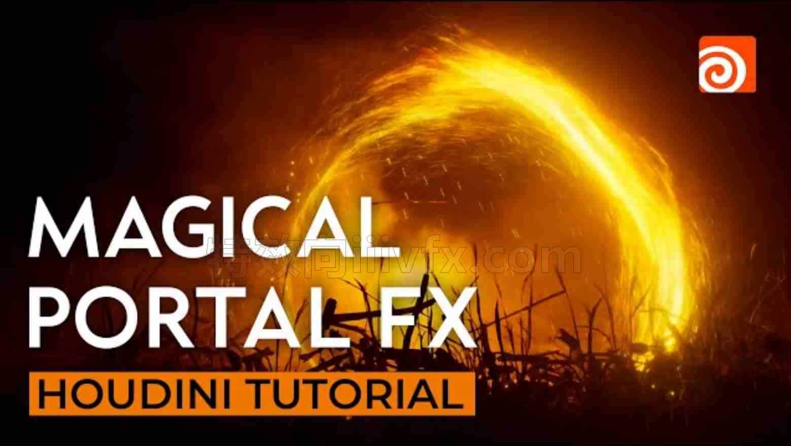 Houdini魔法粒子传送门karma渲染器工程Magical Portal FX | Beginner Houdini Tutorial (Particles & Karma)