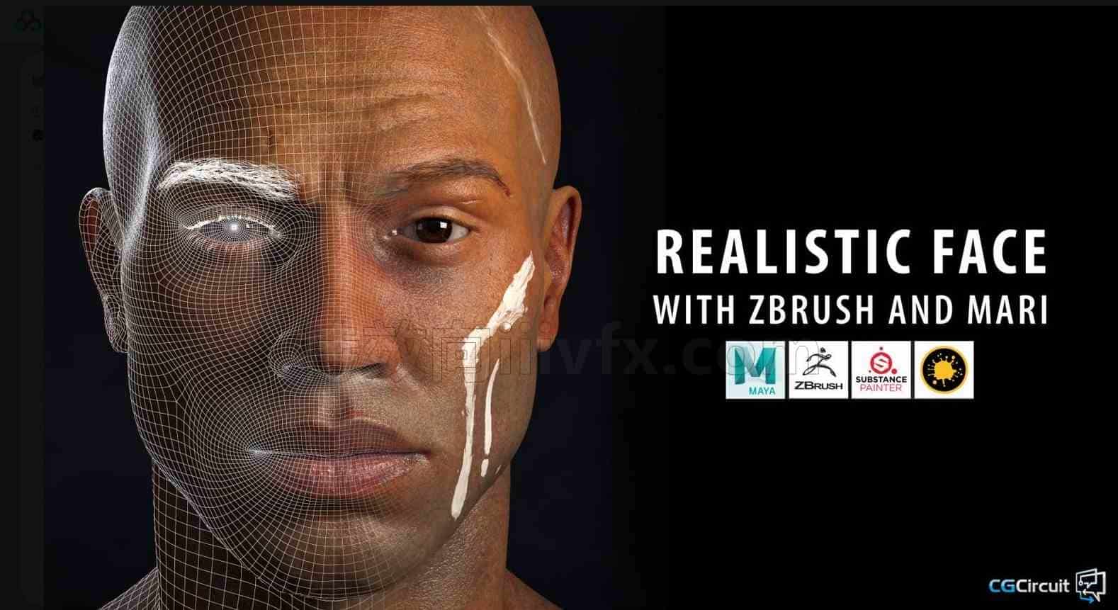 Zbrush+Mari真实人脸建模教程 CGCircuit – Realistic Face with Zbrush and Mari