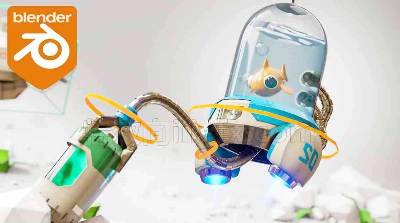 Blender卡通机器人星球动画全流程教程蜗牛