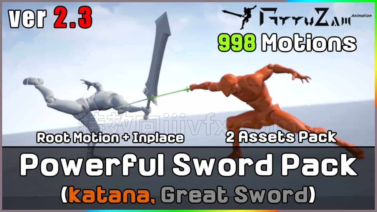GrruzamSwordPack人群集-UE5动作库[Grruzam] GreatSword in Engine Shot