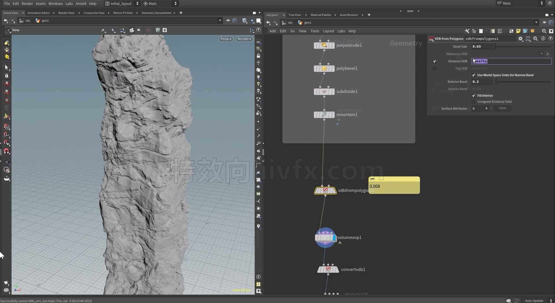 hip制作悬崖岩石山峰植被VDB Procedural Cliffs植物