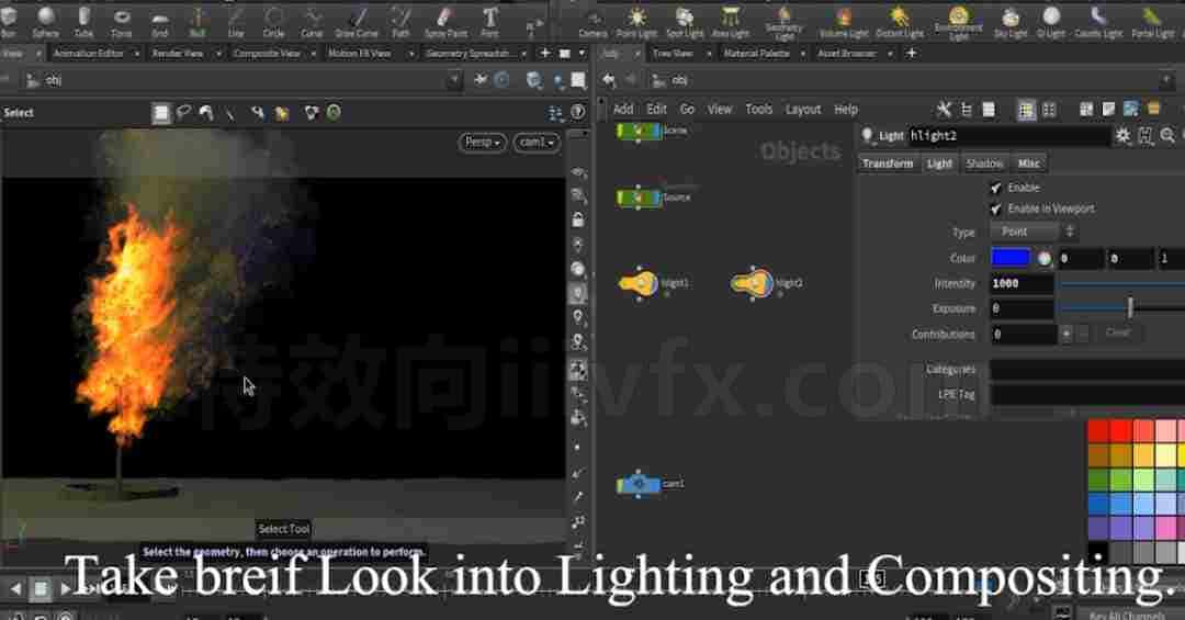 第35篇 （cgforge）Houdini 18树林火焰和灰烬Houdini Lesson On Fire and Embers