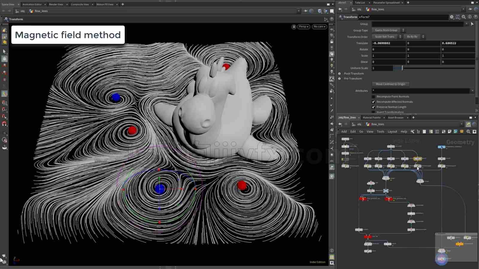 一矢量场文件Houdini Flow Field线圈场线条与星空绘画一样