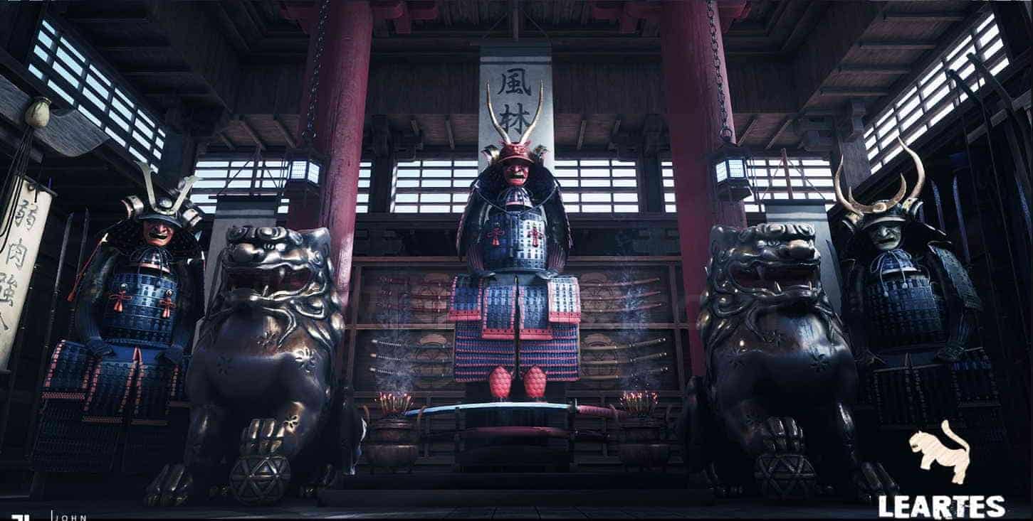 古风国风模型UE5013-Feudal-Japan-Warroom-Environment雅典古代建筑日式风格UE5项目