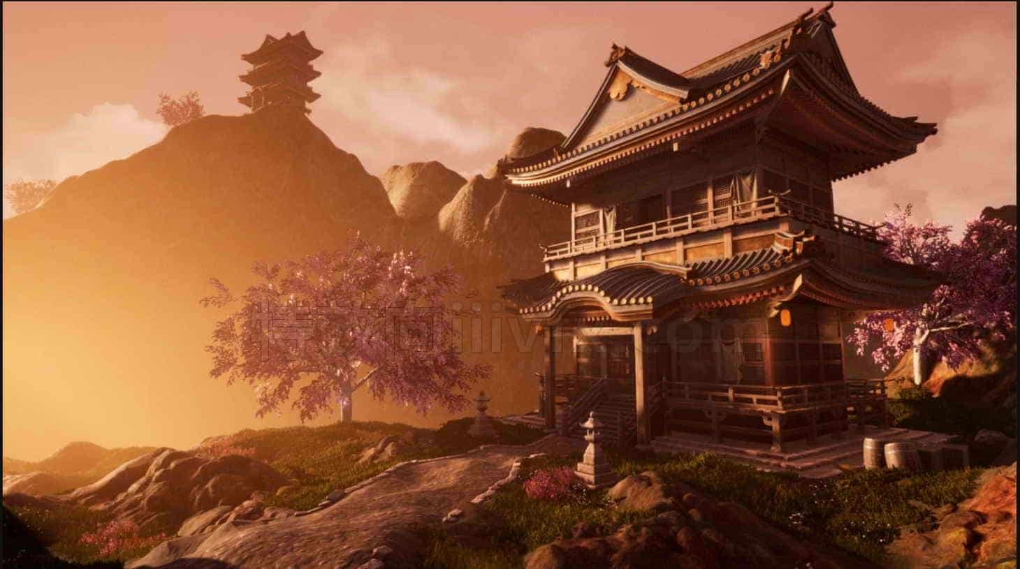 古风国风模型UE5015-Hidden-Shrine雅典古代建筑日式风格UE5项目