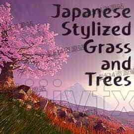 古风国风模型UE5022-Japanese-Stylized-Grass-and-Trees雅典古代建筑日式风格UE5项目